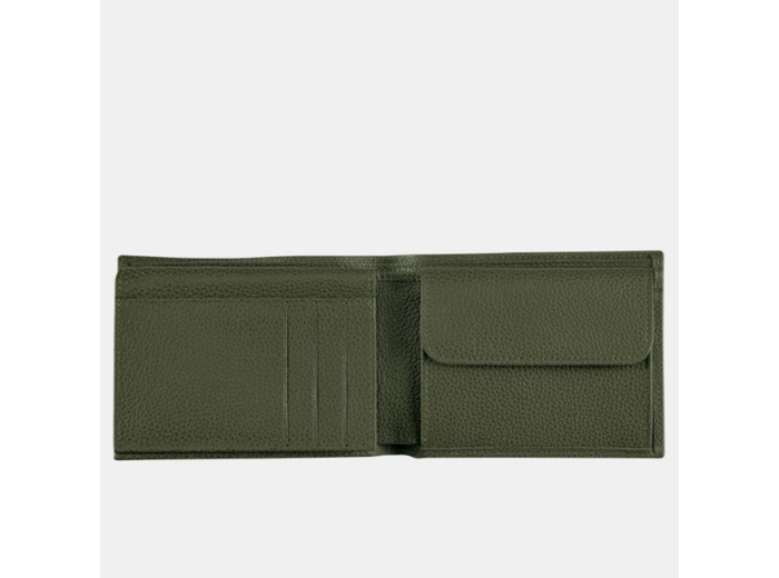 Longchamp Veau Foulonné Portefeuille italien Kaki