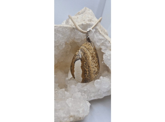 Pendentif cordon cuir jaspe olpa1160