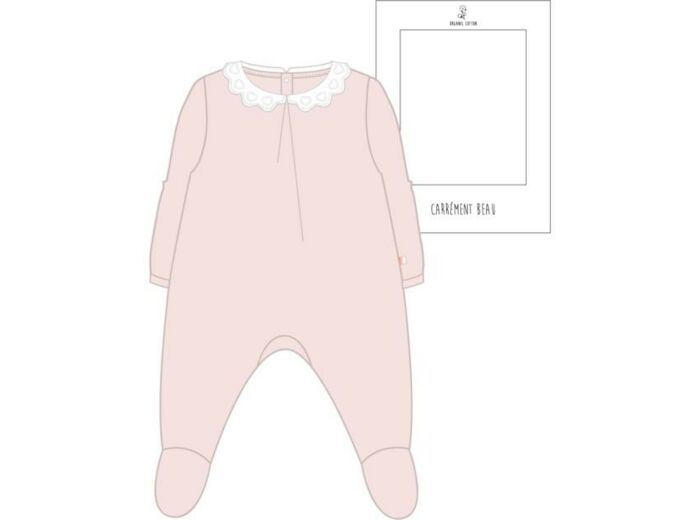 Pyjama velours col fantaisie rose du 3 au 18 mois