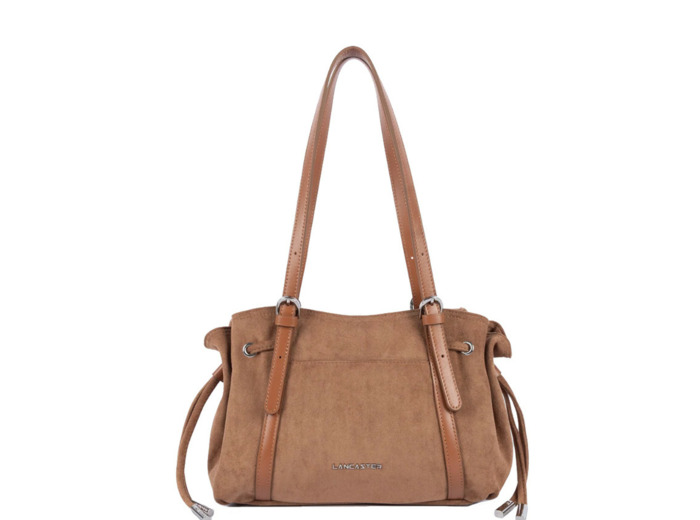 Lancaster Velvet Emma Sac Porté Epaule 518-096 Aspect Suédine Moka