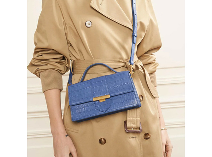 Lancaster Croco Ily Sac Baguette Cuir Croco 531-013 Bleu