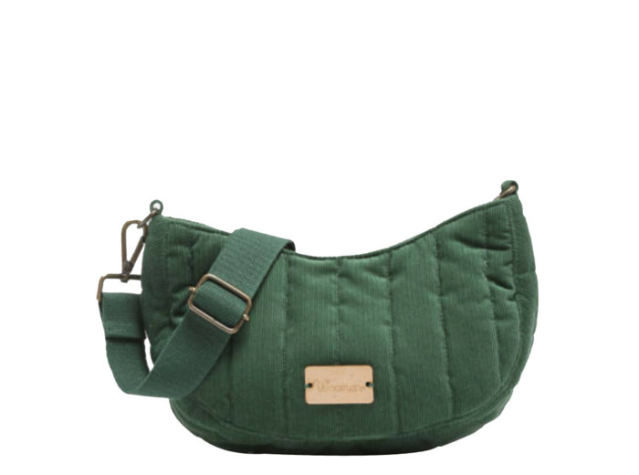 Woomen Ixora Sac demi-lune velours côtelé BIO Forest Green