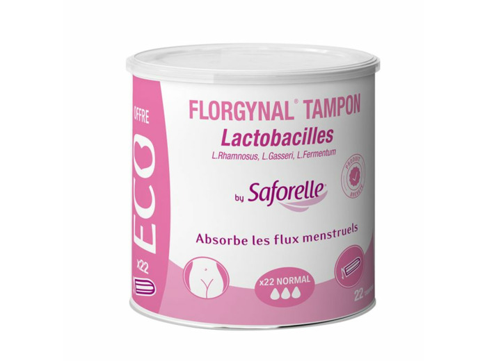 Tampons avec des Lactobacilles pour les règles x22 Florgynal Compact Normal sans Applicateur ECO Saforelle