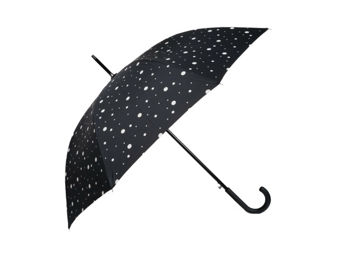 Isotoner Parapluie Canne Auto Pois Noir/Jaune