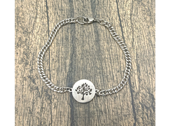 Bracelet- chaîne arbre de vie en acier inox
