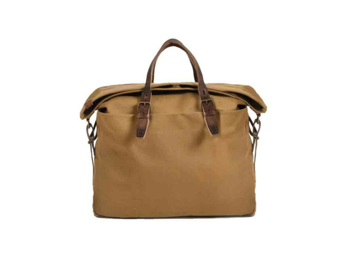 Bleu de Chauffe Sac Business Remix Cuir Et Toile Camel bm