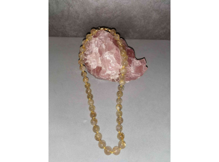 Collier perles quartz rutile qualité extra 10mm x 45cm