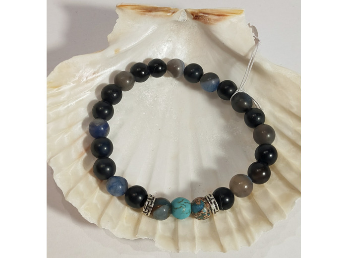 Agate mat bleu foncé, turquoise