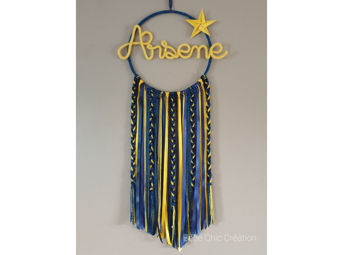 Attrape rêves prénom personnalisable, anthracite, jaune, Marine et Bleu nuit