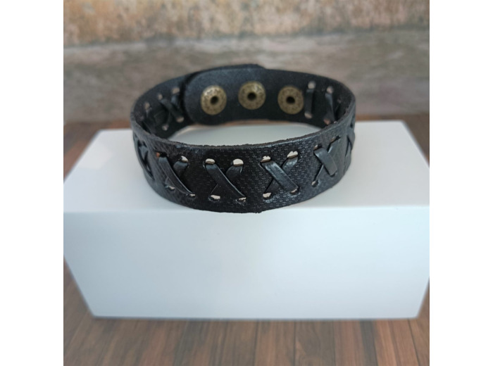 Bracelet cuir homme noir 3