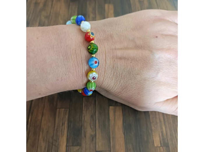 Bracelet de perles millefiori 8mm