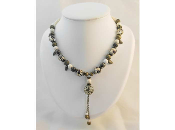Collier bronze/blanc