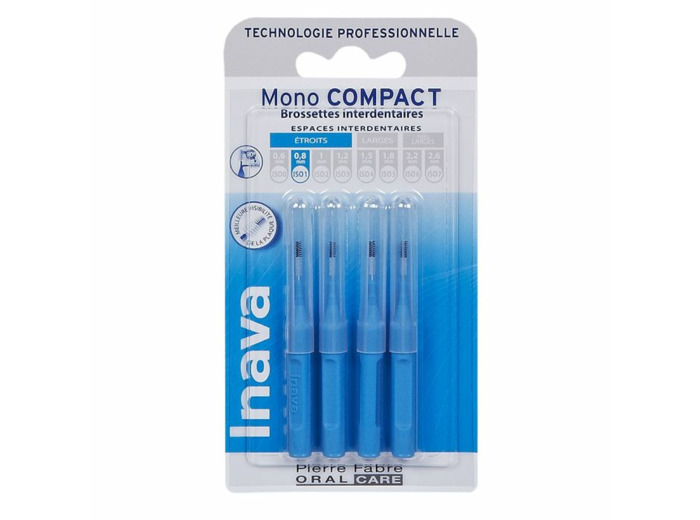 Brossettes Interdentaires 0.8mm Bleu X4 Mono Compact Inava