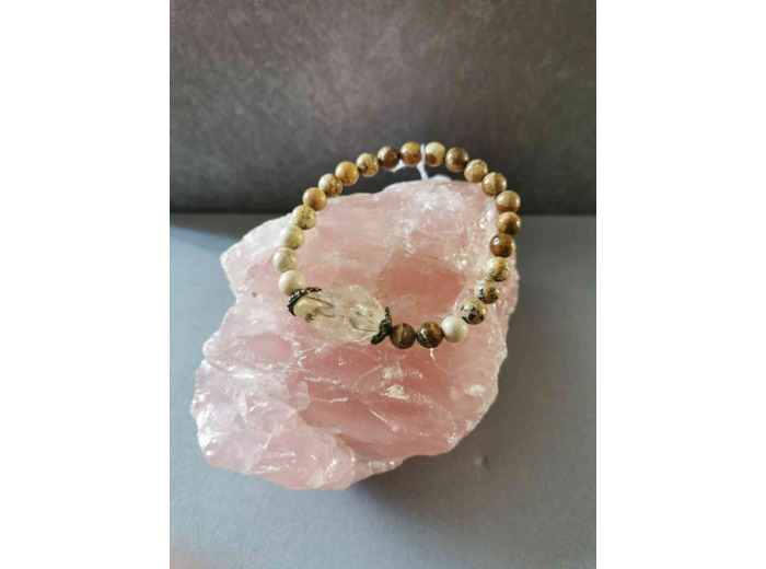 Bracelet jaspe paysage et citrine