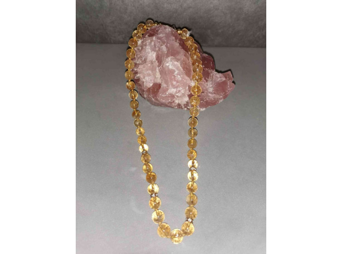 Collier en citrine naturelle qualité extra pièce unique perles 10mm x 48cm
