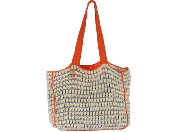 Le Voyage en Panier Coloraba Sac Cabas Coton Tissé Orange Bleu