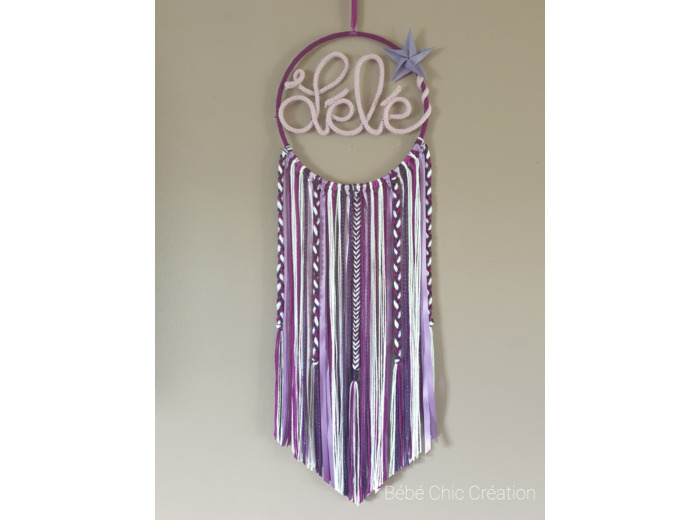 Attrape rêves prénom personnalisable, Camaïeu de violet