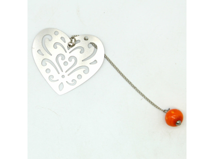 Marque-page coeur orange