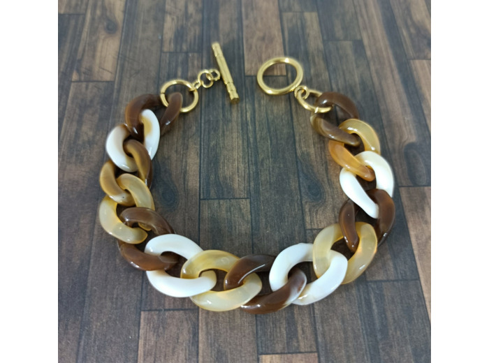 Bracelet gros maillon dans les tons marron/beige 19mm
