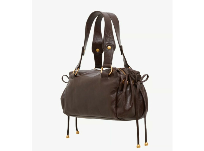 Gérard Darel Grace Sac Porté Main En Cuir Et Détails Métalliques Marron