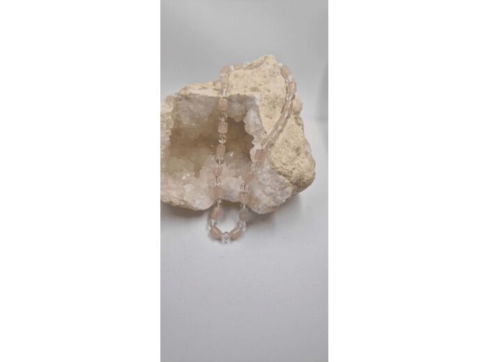 Collier quartz rose cristal de roche fermoir argent 925 olpa2081/2082