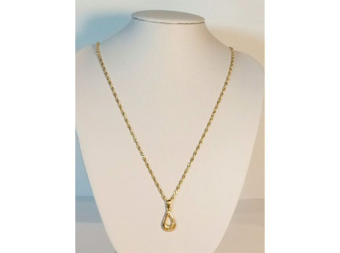 Pendentif  goutte avec pierre doré