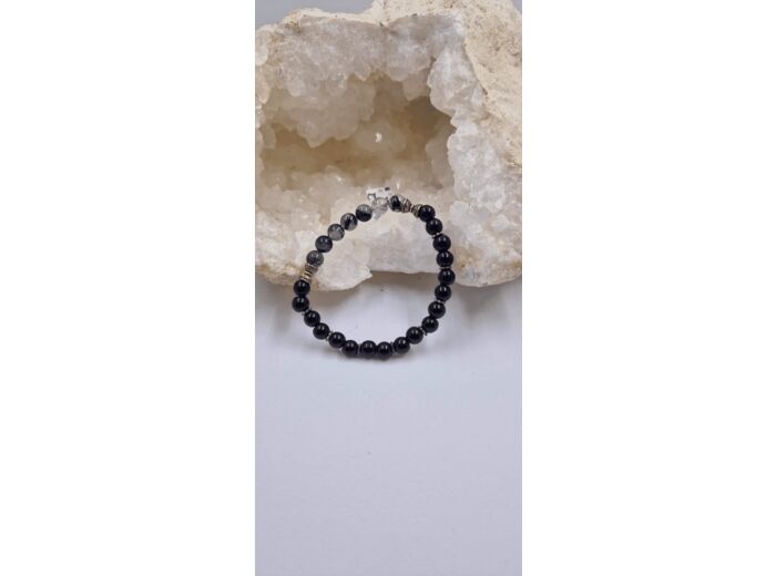 Bracelet agate et cristal tourmaline OLPA1046