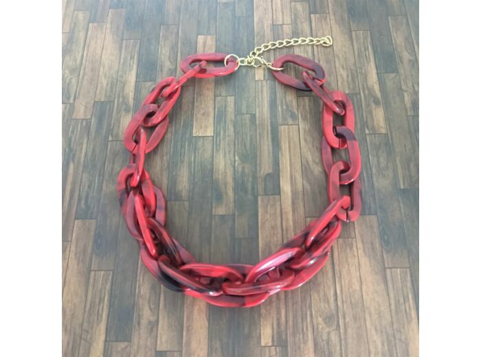 Collier gros maillons rouge