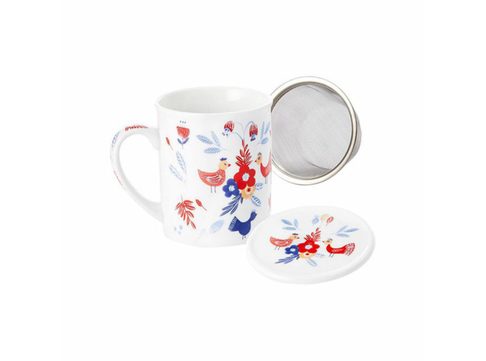 Tisanière bleu, blanc, rouge