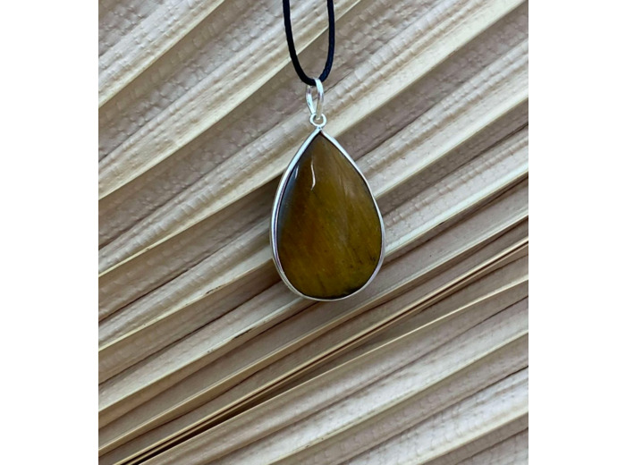 PENDENTIF OEIL DE TIGRE ARGENT