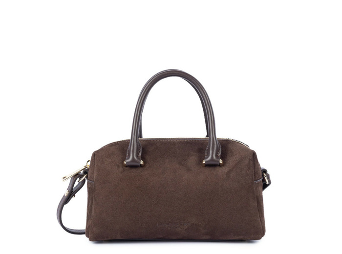 Lancaster Suède Cube Sac A Main En Cuir Velours 530-52 Marron