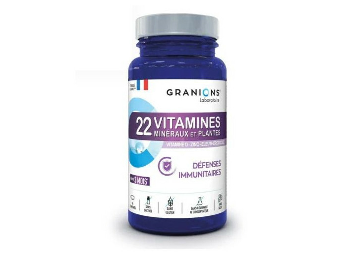 22 vitamines minéraux et plantes 90 comprimés Granions