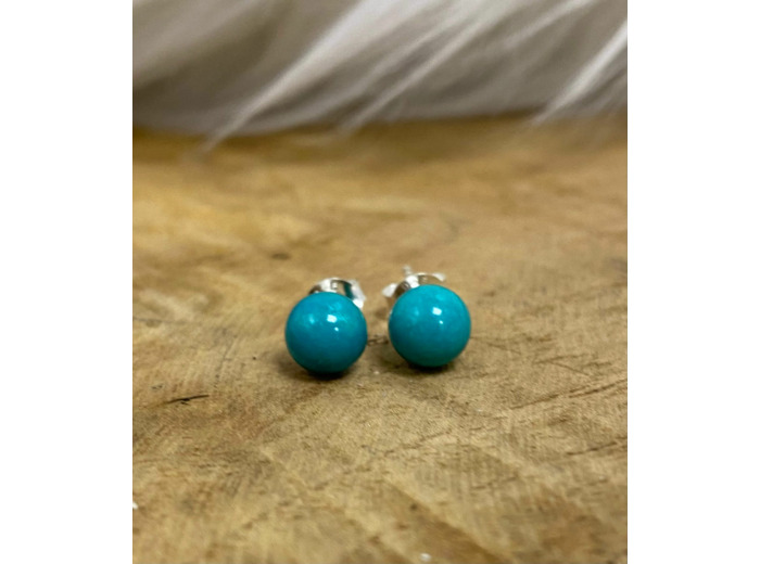 Puce d'oreilles turquoise argent