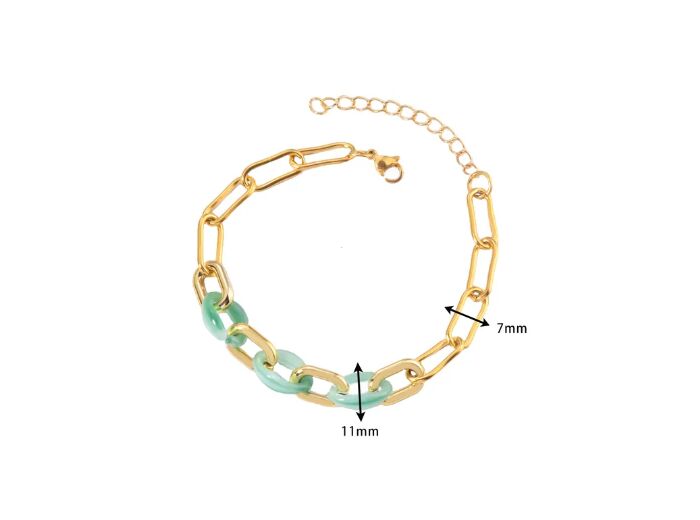 Bracelet chaîne acier inox doré et résine