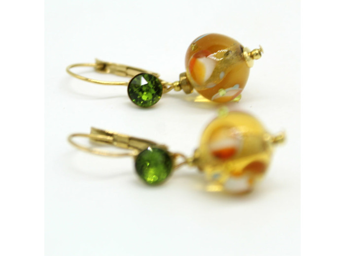 Boucles d'oreilles dormeuses perle Murano – Salvia