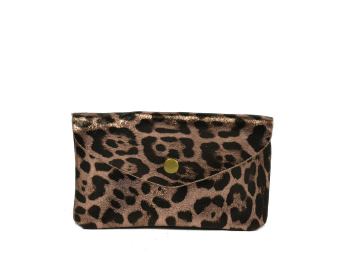 Farfouillette Porte-monnaie Cuir GM Or Rosé Léopard