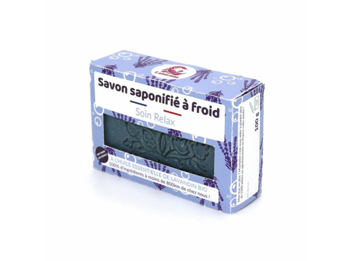 Savon solide artisanal saponifié à froid Soin Relax 100g A l'huile essentielle de Lavandin Bio Lamazuna
