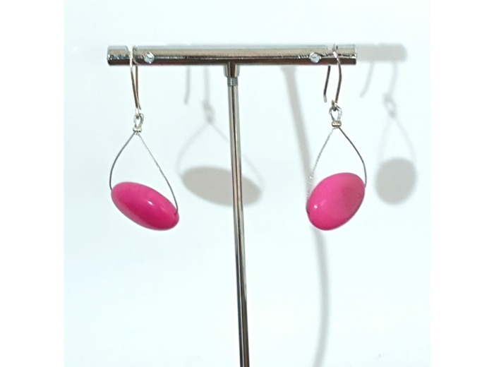 Boucles d'oreilles Emma rose ou bleu en ivoire végétal