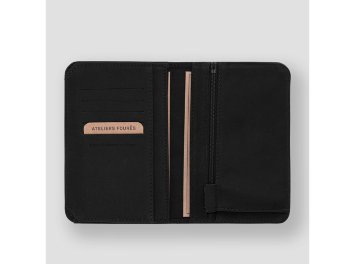 Ateliers Fourès Baroudeur Portefeuille Bords Arrondis ProméthéeF9222 Noir