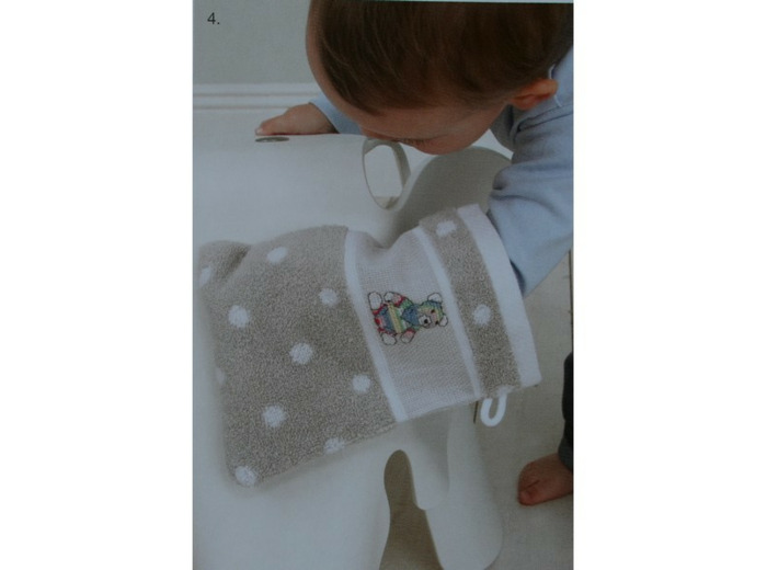 Gant de toilette Beige à pois blanc RICO
