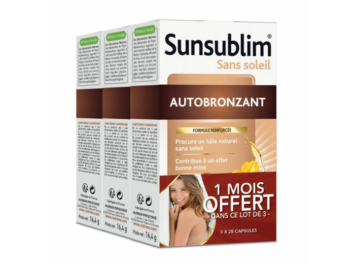 Autobronzant Formule Renforcee 3x28 Capsules Sunsublim Sans soleil Nutreov