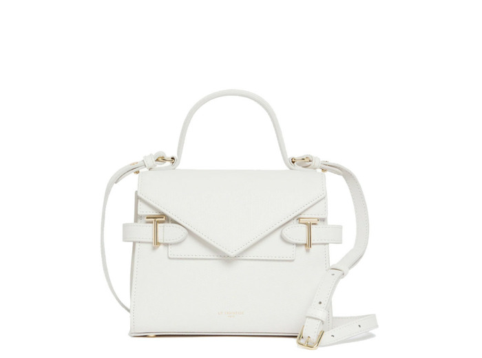 Le Tanneur Emilie Petit sac à main double rabat en Cuir grainé T Craie