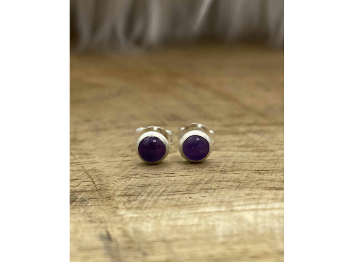 Puce d'oreilles améthyste argent