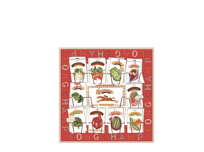 Longchamp Carré De Soie Gots Foulard 70 Tours Tomate