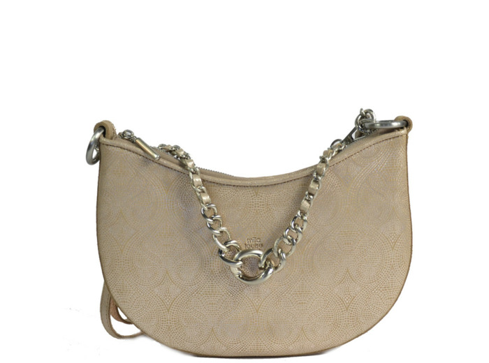 Mila Louise Nelia MX Sac Demi-lune Cuir Imprimé Creme
