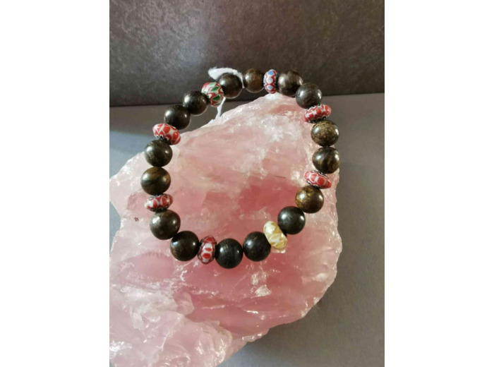 Bracelet Bronzite et perles