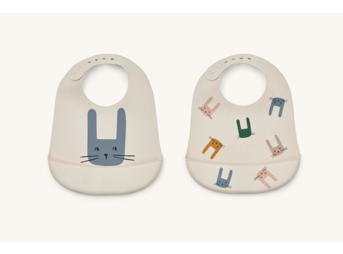 Lot de 2 Bavoirs Silicone Bunny lapin