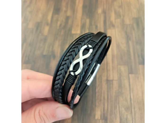 Bracelet cuir hommes 5 lanières infini