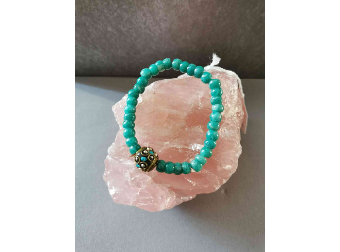 Bracelet Amazonite facetée perles 8mm