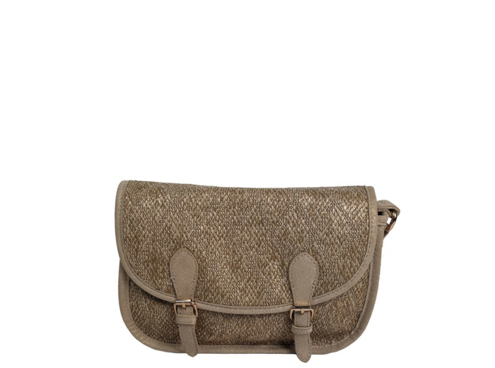 Farfouillette Sac Porté Travers En Matière Tressée Taupe